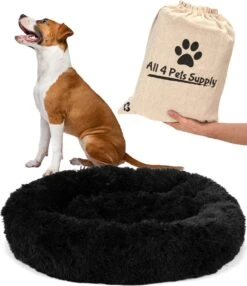 All 4 Pets Supply® Hondenmand Donut - Maat M - Geschikt Voor Honden Tot 50 Cm - Hondenkussen - Zwart