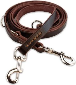 Multifunctionele Hondenriem - 220cm - Bruin - Leren Hondenriem - 100% Volnerfleer - Hondenriem Leer - Leiband Hond