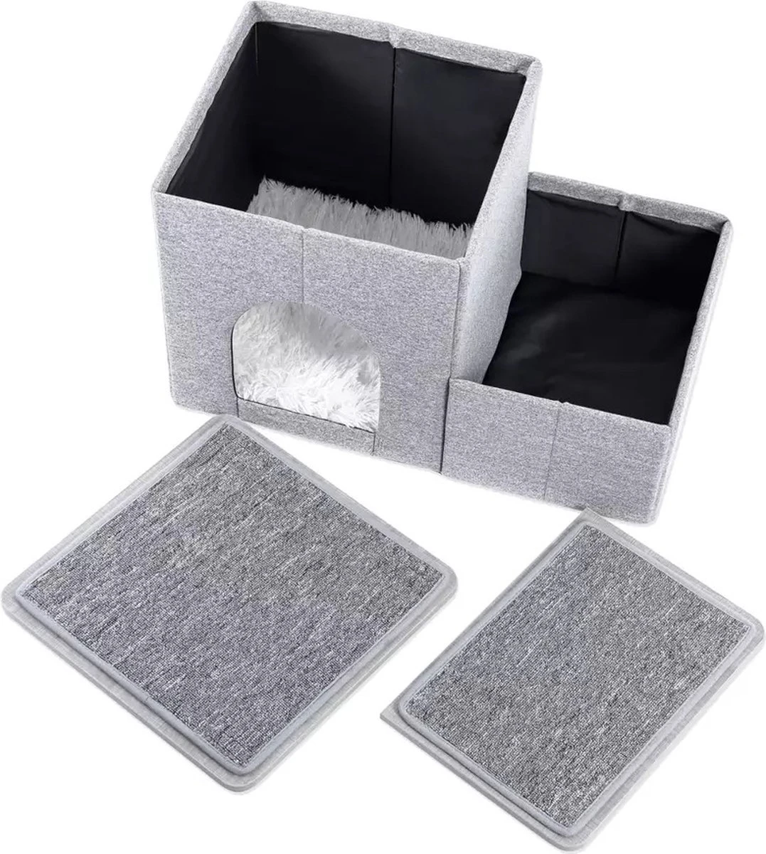 2-in-1 Hondenhuis & Hondentrap - Voor Binnen - Huisdieren Huisje - Hondenmand - Kattenmand - 67.5x40x37.5 Cm - Grijs 5 2-in-1 Hondenhuis & Hondentrap - Voor Binnen - Huisdieren Huisje - Hondenmand - Kattenmand - 67.5x40x37.5 Cm - Grijs - Afbeelding 3