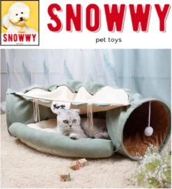 SNOWWY - Kattentunnel Met Kattenmand In één - Origineel En Uniek Design - Kattenhuis - Kattenhuis - Kat Kussen - Kattenbed - Matcha Groen -Merkloos Winkel 1099x1200