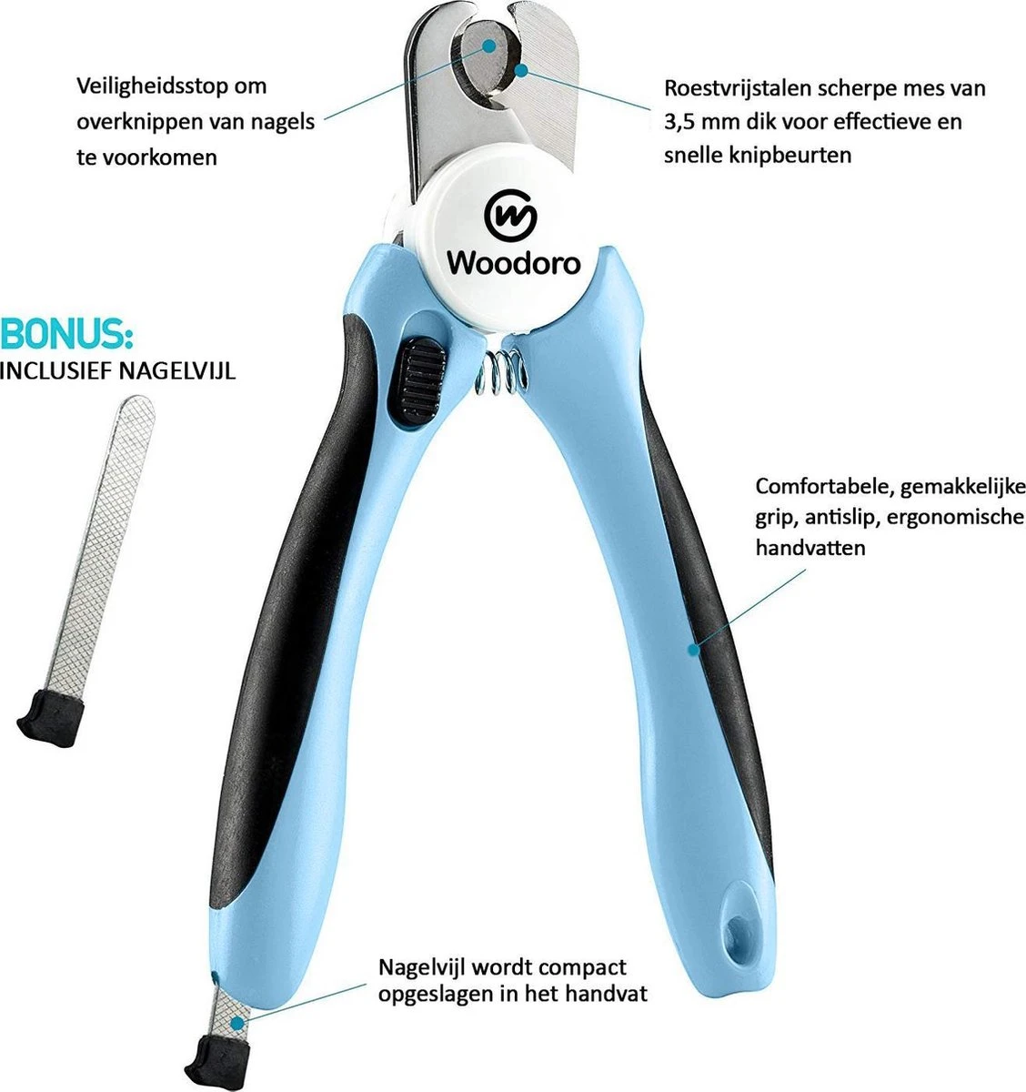 Woodoro Nagelknipper Nagelvijl Nagelschaar Voor Hond En Kat - Incl. Veiligheidsstop 4 Woodoro Nagelknipper Nagelvijl Nagelschaar Voor Hond En Kat - Incl. Veiligheidsstop - Afbeelding 2