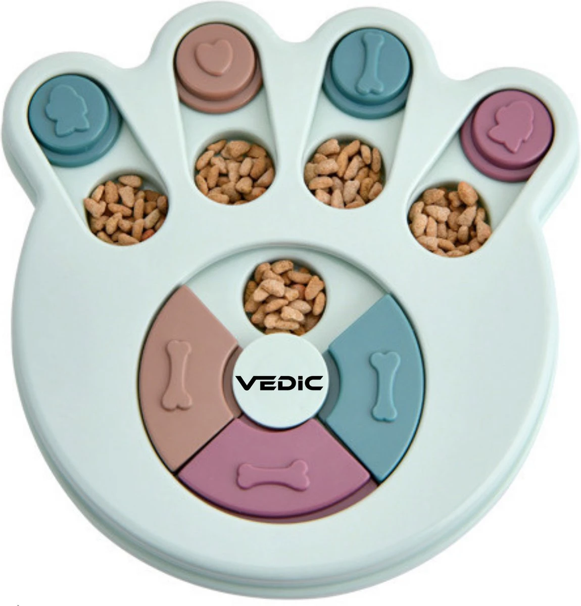 VEDIC® - Hondenpuzzel Hondenpoot Blauw - Intelligentiespeelgoed - Verschuifbare Verstopplekken - 23x23cm 3 VEDIC® - Hondenpuzzel Hondenpoot Blauw - Intelligentiespeelgoed - Verschuifbare Verstopplekken - 23x23cm