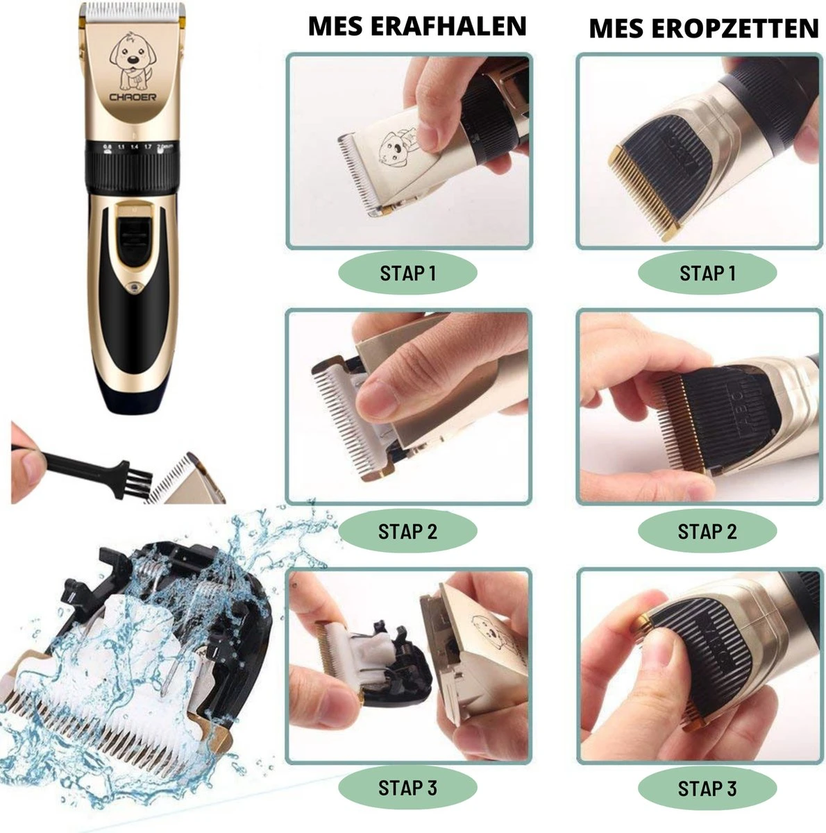 Thuys Hondentondeuse Set Voor Dikke Vacht - Tondeuse Set Voor Honden Draadloos - Set Voor Langharige Honden Met 4 Opzetstukken 8 Thuys Hondentondeuse Set Voor Dikke Vacht - Tondeuse Set Voor Honden Draadloos - Set Voor Langharige Honden Met 4 Opzetstukken - Afbeelding 6