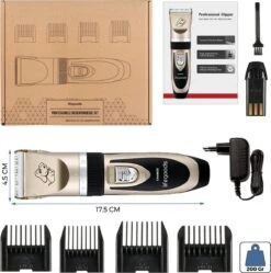 LifeGoods Hondentondeuse - Voor Katten En Honden - Complete Set - 5 Standen - Draadloos - Oplaadbaar - Goud/Zwart -Merkloos Winkel 1190x1200