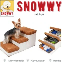 SNOWWY - Hondentrap Met Opslagruimte - Honden Loopplank Met Handige Opslagvakje - Hondenloopplanken - Inklapbaar - Huisdier Opstap - Hondentrapje - Bruin -Merkloos Winkel 1190x1200 5