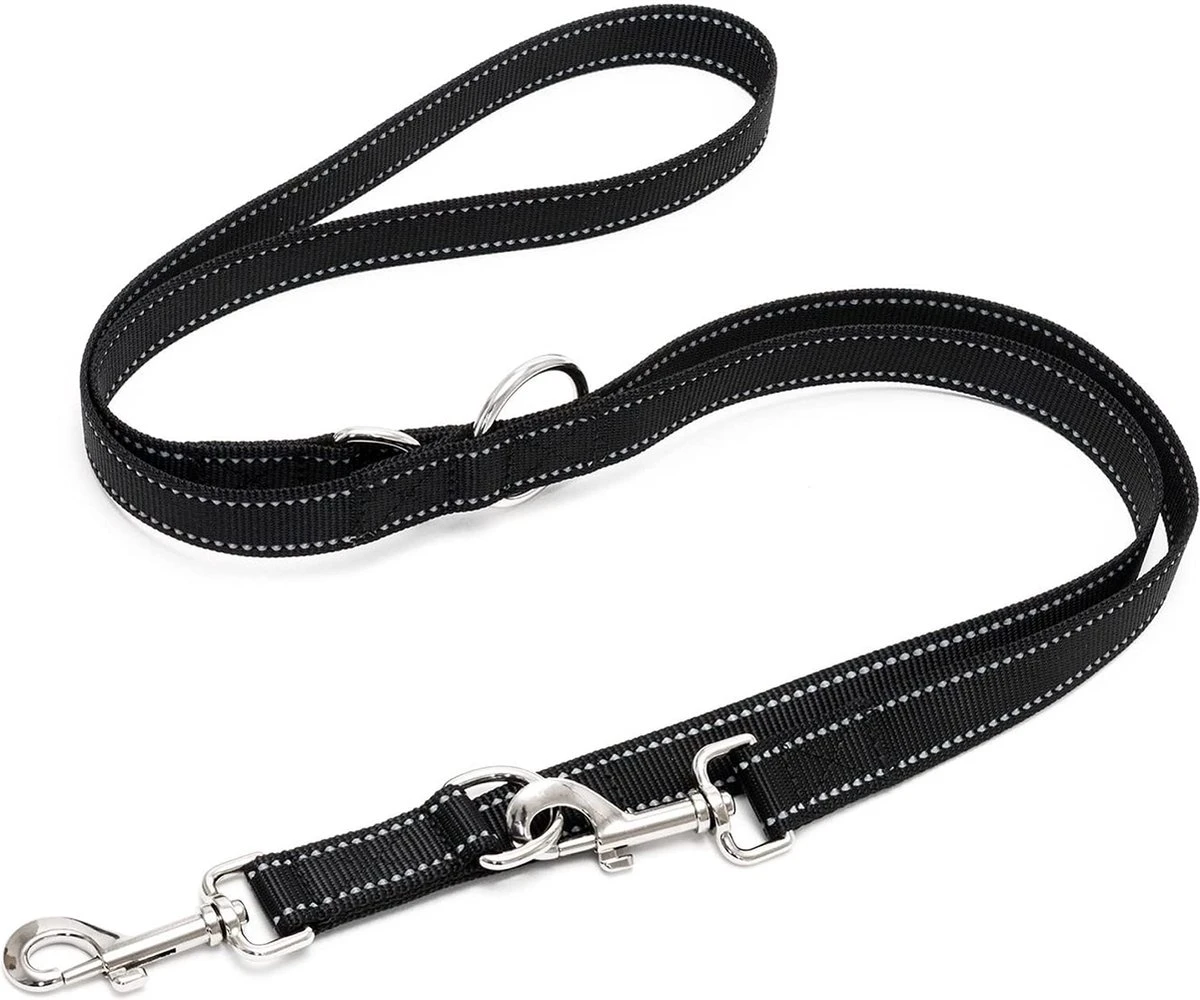 Happilax Dog Leash 2m Adjustable - Black/Reflective - 3-Step Adjustable Leash - Double Leash, Tug Leash - Geschikt Als Hondenriem Voor Grote Honden Of Als Sleepriem Voor Kleine Honden. 3 Happilax Dog Leash 2m Adjustable - Black/Reflective - 3-Step Adjustable Leash - Double Leash, Tug Leash - Geschikt Als Hondenriem Voor Grote Honden Of Als Sleepriem Voor Kleine Honden.