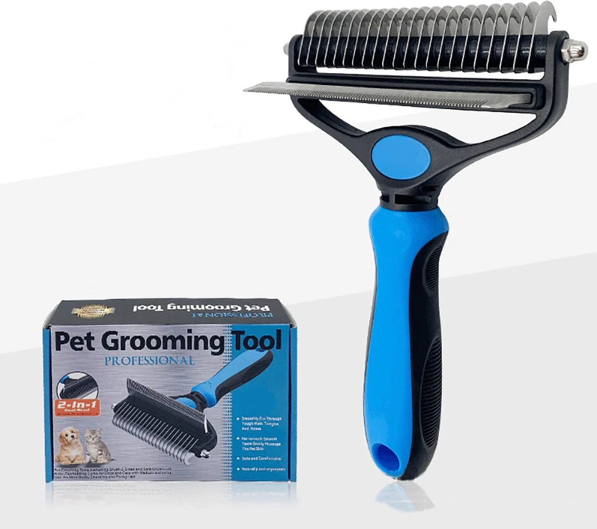 Merkloos Hondenborstel - Hondenkam 2-1 Met Vlooienkam - Klittenvrij Ondervacht - Ontwarringskam 4 Merkloos Hondenborstel - Hondenkam 2-1 Met Vlooienkam - Klittenvrij Ondervacht - Ontwarringskam - Afbeelding 2