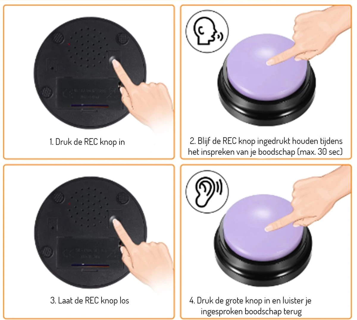Merkloos Dog Buttons Praatknop Voor Honden - Met Opname Functie - Met Stickers - Intelligentie Speelgoed - 4 Stuks 6 Merkloos Dog Buttons Praatknop Voor Honden - Met Opname Functie - Met Stickers - Intelligentie Speelgoed - 4 Stuks - Afbeelding 4