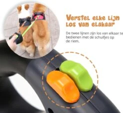 Dubbele Honden Riem – Leiband Hond – Hondenlijn – Looplijn Hond – 2 Honden – 3 Meter – Tot 12kg Per Hond – Reflecterende Lijnen – Met Zaklamp – 360° Draaien – Verstelbaar - Zwart -Merkloos Winkel 1200x1096 3