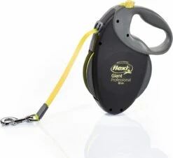 Flexi Giant Tape - Hondenriem - Zwart/Geel - L - 10 M - (<50 Kg)