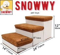 SNOWWY - Hondentrap Met Opslagruimte - Honden Loopplank Met Handige Opslagvakje - Hondenloopplanken - Inklapbaar - Huisdier Opstap - Hondentrapje - Bruin -Merkloos Winkel 1200x1099