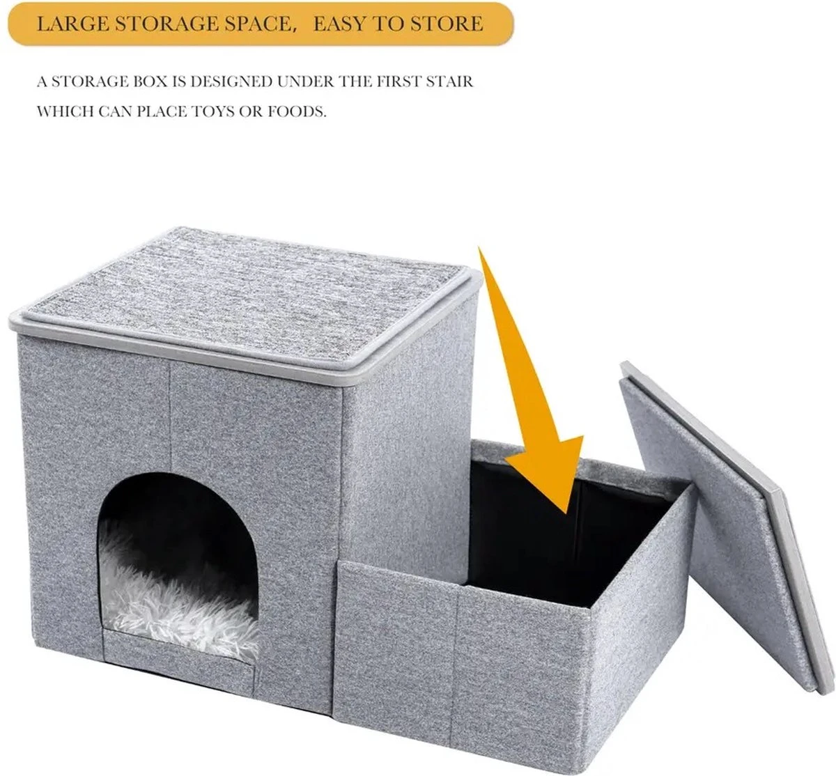 2-in-1 Hondenhuis & Hondentrap - Voor Binnen - Huisdieren Huisje - Hondenmand - Kattenmand - 67.5x40x37.5 Cm - Grijs 6 2-in-1 Hondenhuis & Hondentrap - Voor Binnen - Huisdieren Huisje - Hondenmand - Kattenmand - 67.5x40x37.5 Cm - Grijs - Afbeelding 4