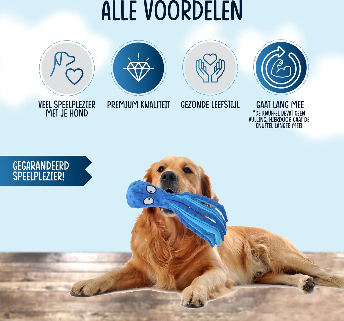 VEDIC® - Octopus Blauw Honden Knuffel - Piepspeelgoed - Geen Vulling - 32CM 4 VEDIC® - Octopus Blauw Honden Knuffel - Piepspeelgoed - Geen Vulling - 32CM - Afbeelding 2