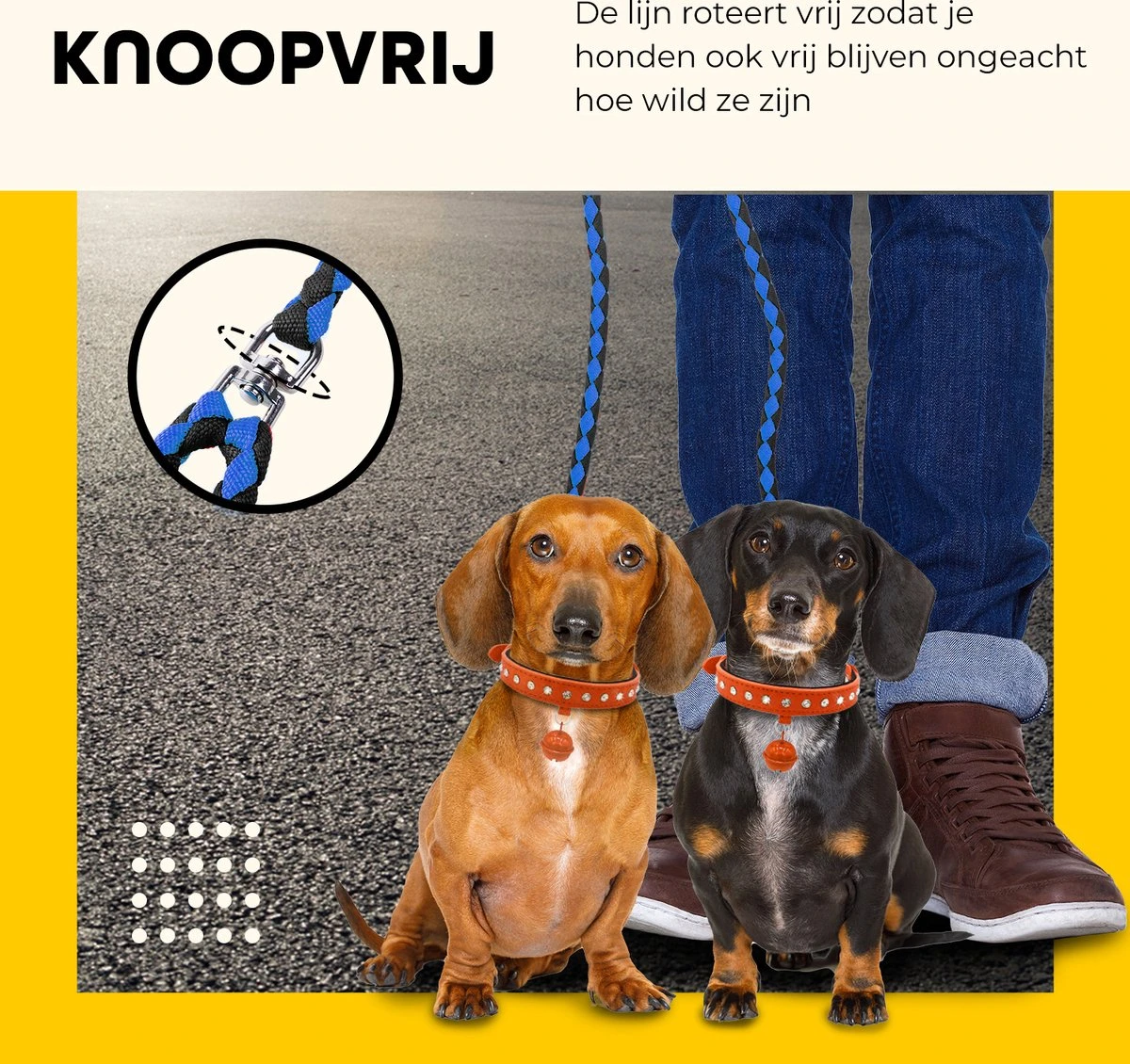 KCMultisupplies Dubbele Hondenriem Voor 2 Honden - Duo Hondenlijn Voor Hond - 120cm - Hondenleiband Riem 6 KCMultisupplies Dubbele Hondenriem Voor 2 Honden - Duo Hondenlijn Voor Hond - 120cm - Hondenleiband Riem - Afbeelding 4
