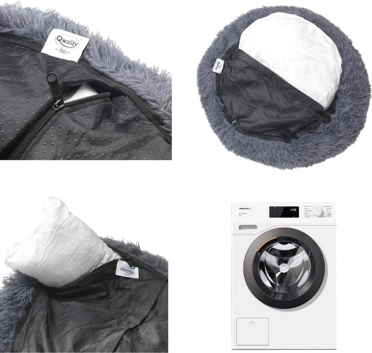 Hondenmand Donut – 60 Cm - Honden Mand – Pluche – Fluffy – Extra Zacht - Hondenkussen – Kattenkussen – Bed - Wasbaar Met Rits – Hondenmanden – Rond – Bank – Grijs - Qwality 6 Hondenmand Donut – 60 Cm - Honden Mand – Pluche – Fluffy – Extra Zacht - Hondenkussen – Kattenkussen – Bed - Wasbaar Met Rits – Hondenmanden – Rond – Bank – Grijs - Qwality - Afbeelding 4