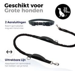 Canicross Looplijn Hond Met Heupriem Voor Hardlopen - Elastische Handsfree Hondenriem - Honden Trainingslijn - 150/210cm - Zwart -Merkloos Winkel 1200x1140 11