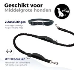 Canicross Looplijn Hond Met Heupriem Voor Hardlopen - Elastische Handsfree Hondenriem - Honden Trainingslijn - 150/210cm - Zwart -Merkloos Winkel 1200x1140 15
