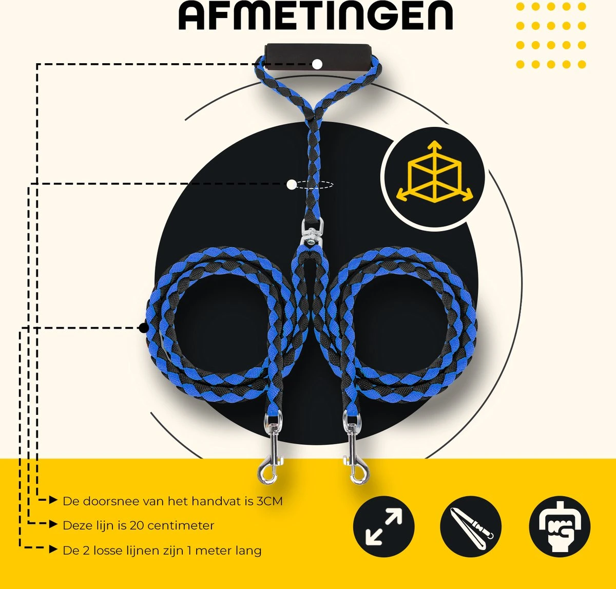 KCMultisupplies Dubbele Hondenriem Voor 2 Honden - Duo Hondenlijn Voor Hond - 120cm - Hondenleiband Riem 5 KCMultisupplies Dubbele Hondenriem Voor 2 Honden - Duo Hondenlijn Voor Hond - 120cm - Hondenleiband Riem - Afbeelding 3