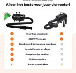 Captain Pup's Professionele Hondenföhn Met 4 Opzetstukken - Bijgeleverde Hondenborstel - Waterblazer Voor Honden - Zwart -Merkloos Winkel 1200x1153