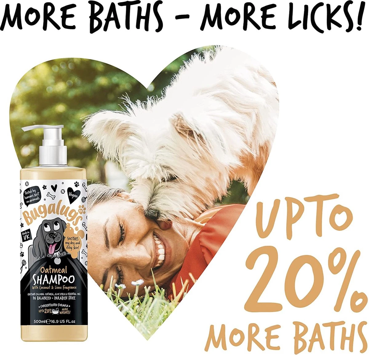 Bugalugs - Hondenshampoo Oatmeal - Met Kokos En Limoen Geur - Alle Vachttypes - Fles Met Pompje - Vegan - 500 Ml 9 Bugalugs - Hondenshampoo Oatmeal - Met Kokos En Limoen Geur - Alle Vachttypes - Fles Met Pompje - Vegan - 500 Ml - Afbeelding 7