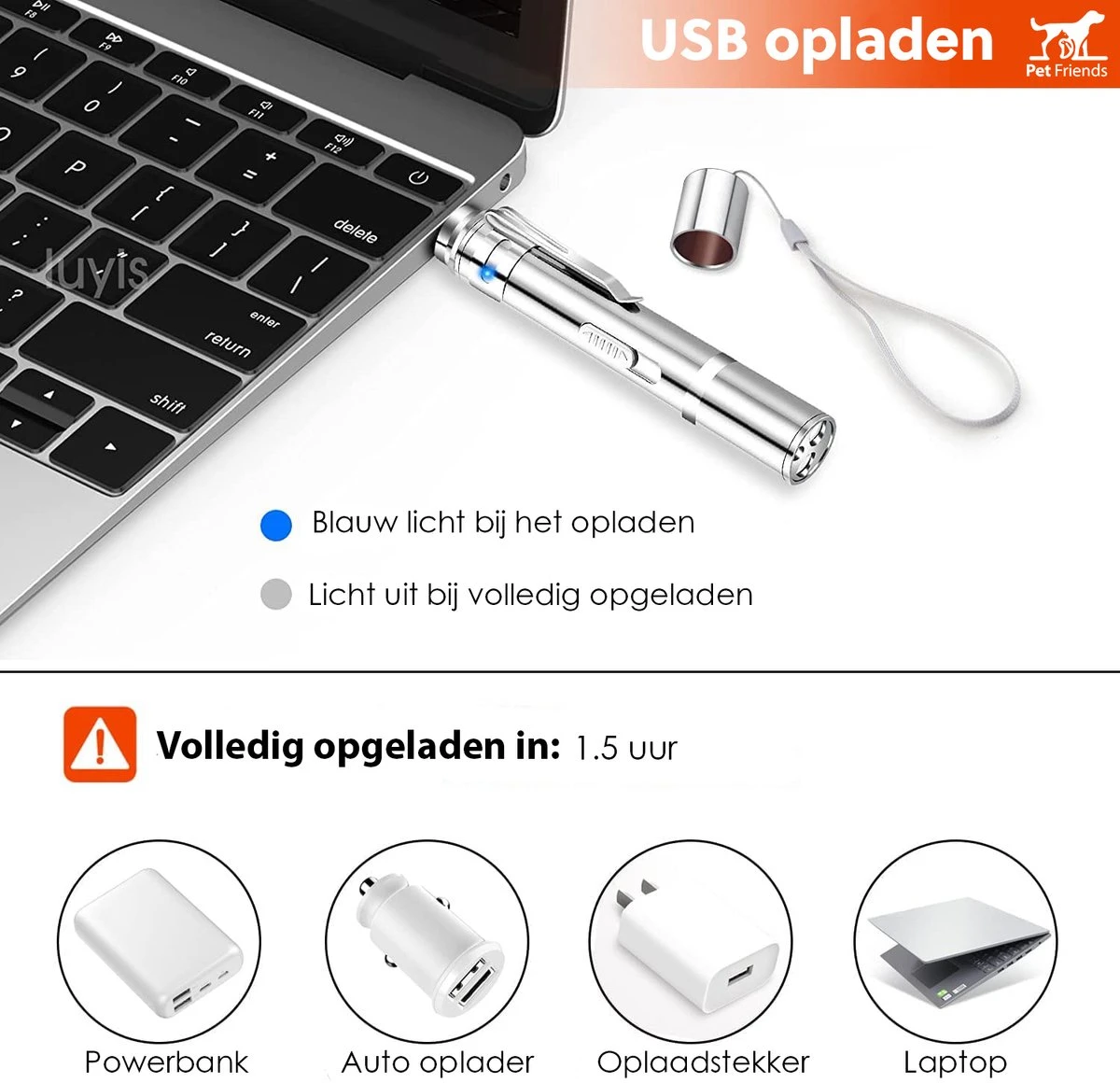 PetFriends Laserpen Voor Kat - USB Oplaadbaar - Laserpointer - Laserlampje - Kattenspeeltjes 5 PetFriends Laserpen Voor Kat - USB Oplaadbaar - Laserpointer - Laserlampje - Kattenspeeltjes - Afbeelding 3