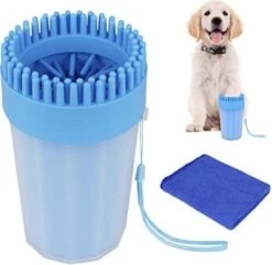 Fuzly - Hondenpoot Reiniger - + Handdoek - Hondenborstel - Hondenverzorging - Verzorging Hond - Hond Wassen - Blauw