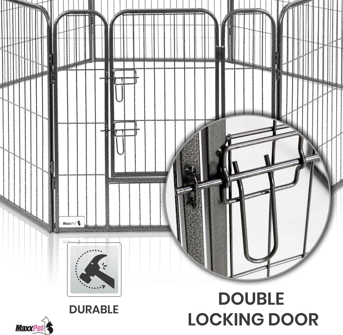 MaxxPet Puppyren - Hondenbench - Hondenren- Puppyren Met 8 Kennelpanelen - Staal -80 X 80 Cm Ø 210 Cm 9 MaxxPet Puppyren - Hondenbench - Hondenren- Puppyren Met 8 Kennelpanelen - Staal -80 X 80 Cm Ø 210 Cm - Afbeelding 7