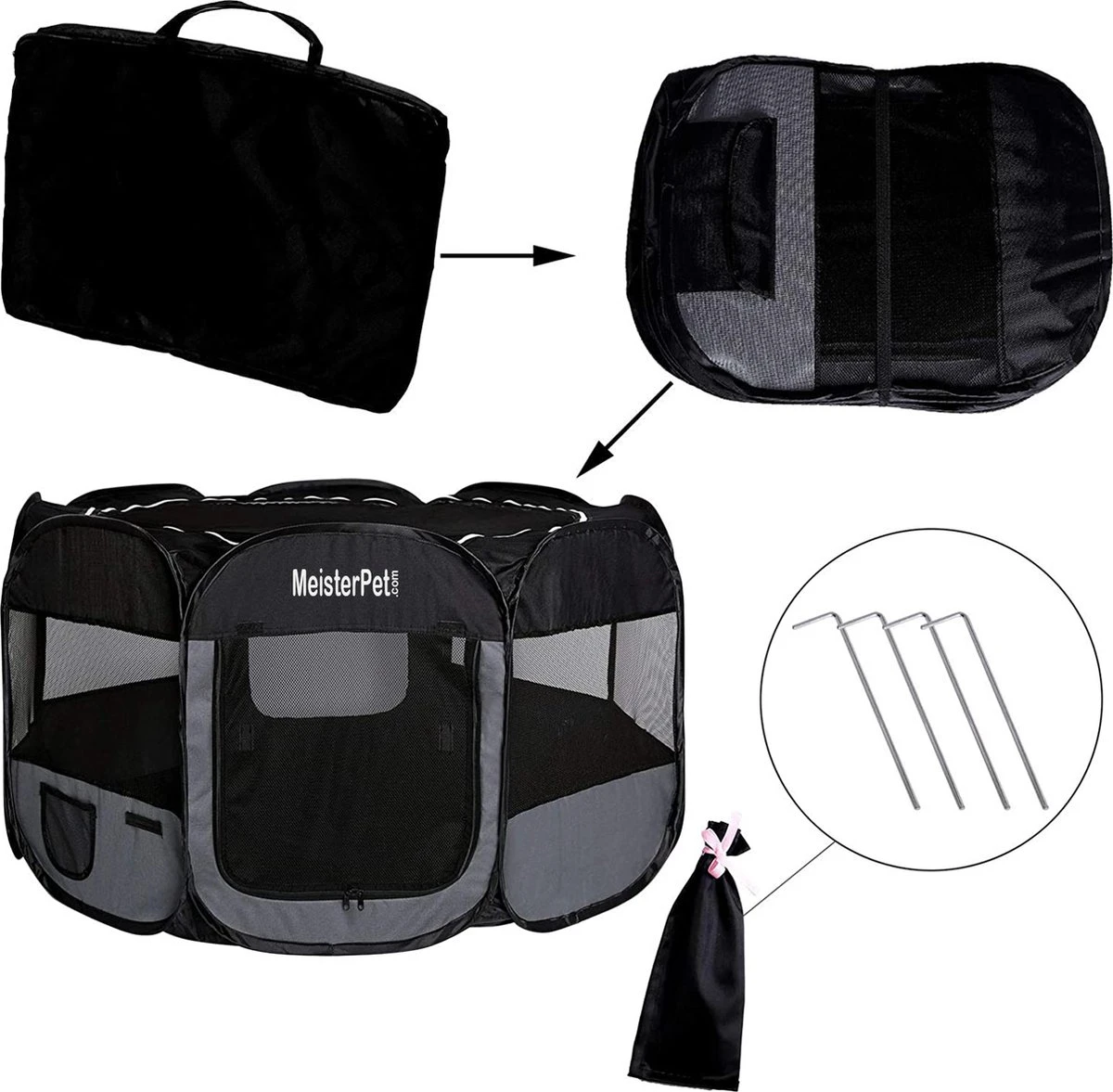 Meisterpet - XXL Opvouwbare Puppyren - 130 X 130 X 60 Cm - Met Gratis Dieren Verzorging Set T.w.v. €19.99 4 Meisterpet - XXL Opvouwbare Puppyren - 130 X 130 X 60 Cm - Met Gratis Dieren Verzorging Set T.w.v. €19.99 - Afbeelding 2