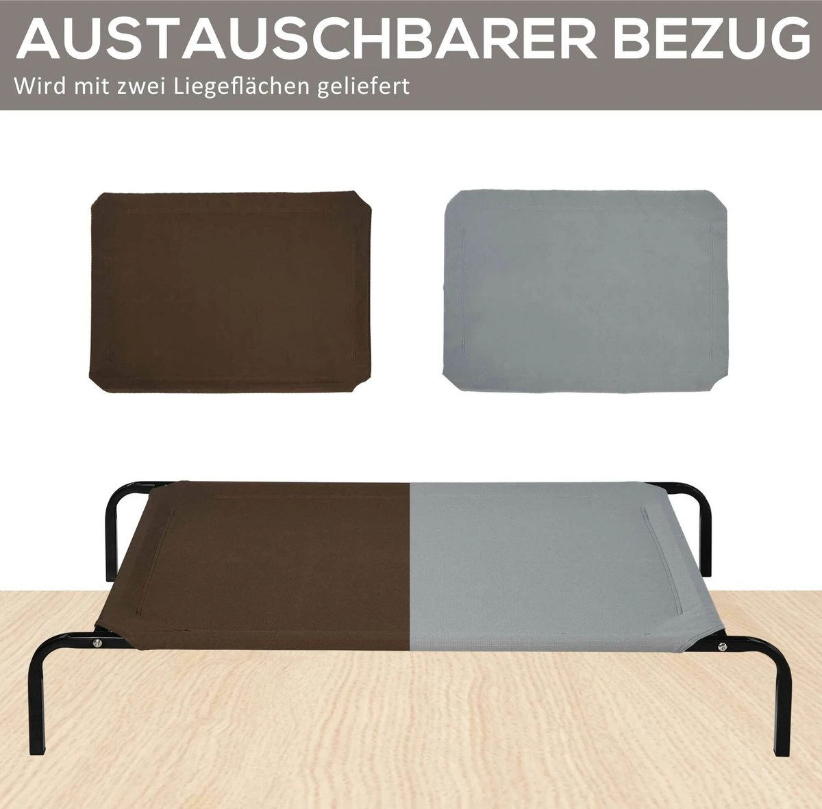 PawHut Hondenstretcher XL 110x68x19 Cm. Bruin / Grijs 15 PawHut Hondenstretcher XL 110x68x19 Cm. Bruin / Grijs - Afbeelding 13