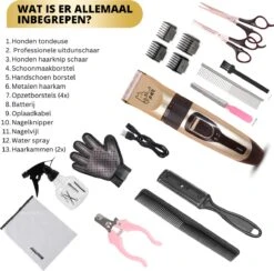 BeautyFit - 16-delig Hondentondeuse Set - Professionele Honden Trimset - Dieren Tondeuse Voor Dikke Vacht - Meest Complete Set - Inclusief 4 Opzetkammen - Hondenschaar - Mist Verstuiver - Handschoen Borstel - Nagelknipper -Merkloos Winkel 1200x1187 3