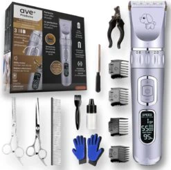 AVE Pets® Volledige Hondentondeuse Set Met Display - Draadloos Tondeuse - Scheerapparaat Voor Je Hond Of Kat - Huisdier Trimmer - Dierentondeuse - Dieren Verzorging