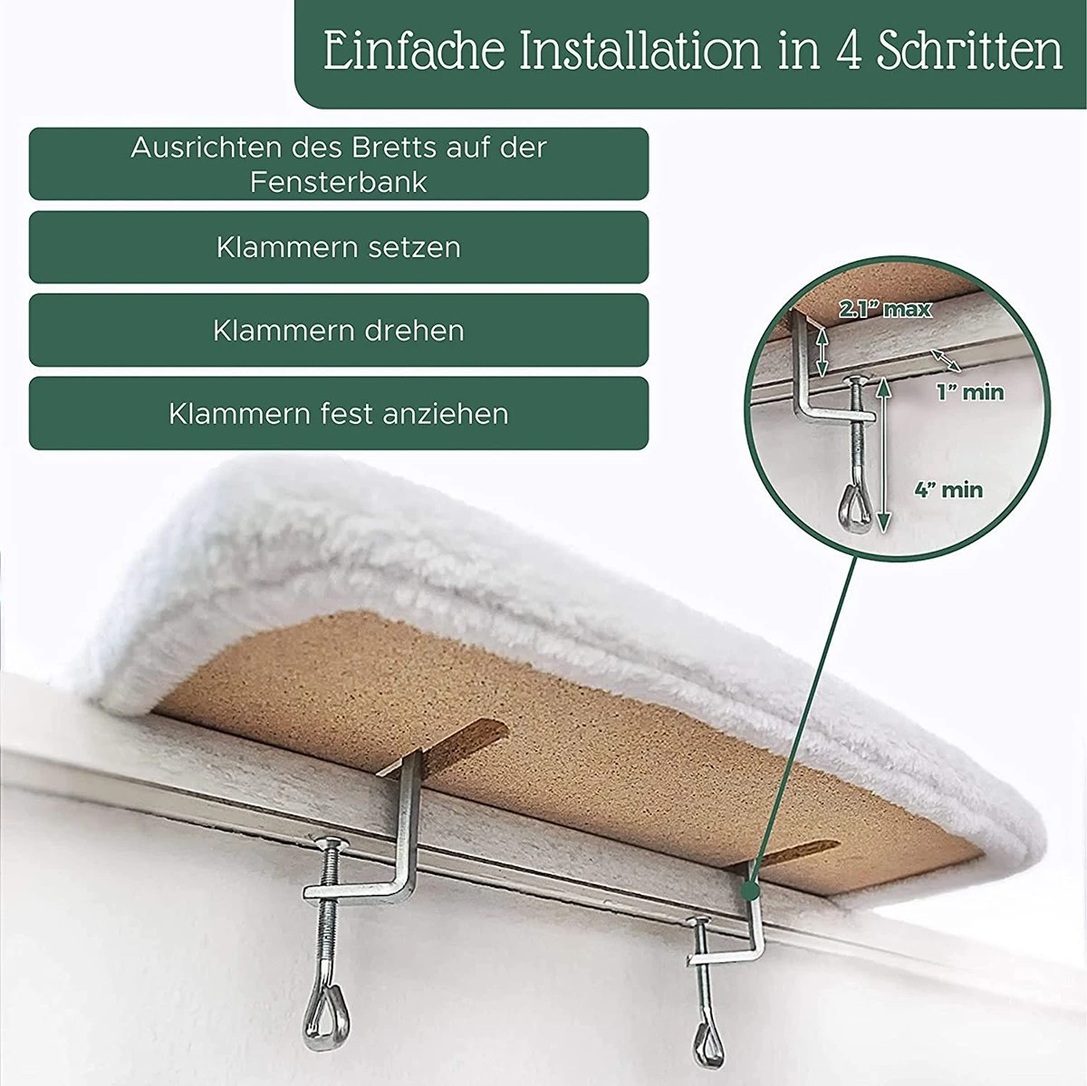 Pfotenolymp® Premium Window Baars/Krabmat Voor Katten Bij Het Raam - Vensterbank/Kattenbank Voor De Vensterbank - Zit/Ligstoel Voor Katten 5 Pfotenolymp® Premium Window Baars/Krabmat Voor Katten Bij Het Raam - Vensterbank/Kattenbank Voor De Vensterbank - Zit/Ligstoel Voor Katten - Afbeelding 3