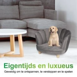 Maxxpro Katten- En Hondenstoel - Grijs - Verhoogd Met Houten Poten - Fluweel Materiaal - 61.5 X 52 X 33 CM - Huisdieren Tot 80 KG -Merkloos Winkel 1200x1200 1025
