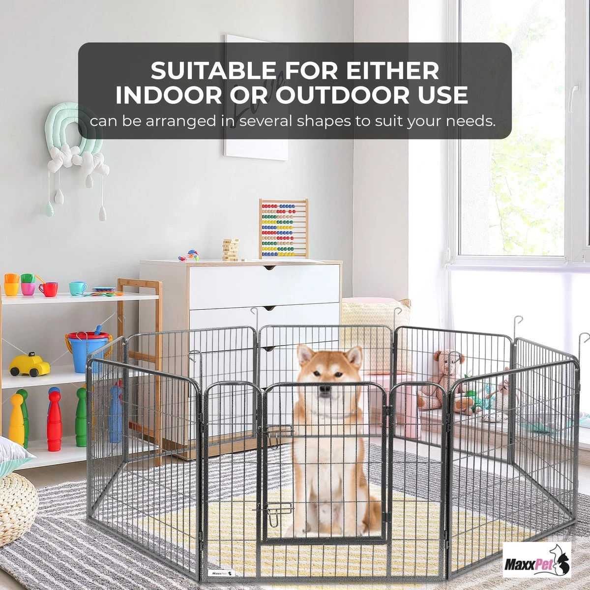 MaxxPet Puppyren - Hondenbench - Hondenren- Puppyren Met 8 Kennelpanelen - Staal -80 X 100 Cm Ø 210 Cm 7 MaxxPet Puppyren - Hondenbench - Hondenren- Puppyren Met 8 Kennelpanelen - Staal -80 X 100 Cm Ø 210 Cm - Afbeelding 5