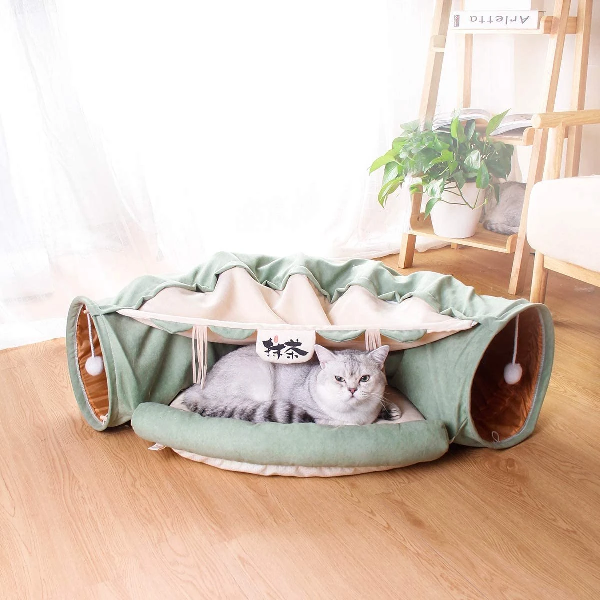 Pishoo® Kattentunnel - Speeltunnel Kat - Kattenspeeltjes - Kattenmand - Kattenhuis - Lichtgroen 6 Pishoo® Kattentunnel - Speeltunnel Kat - Kattenspeeltjes - Kattenmand - Kattenhuis - Lichtgroen - Afbeelding 4