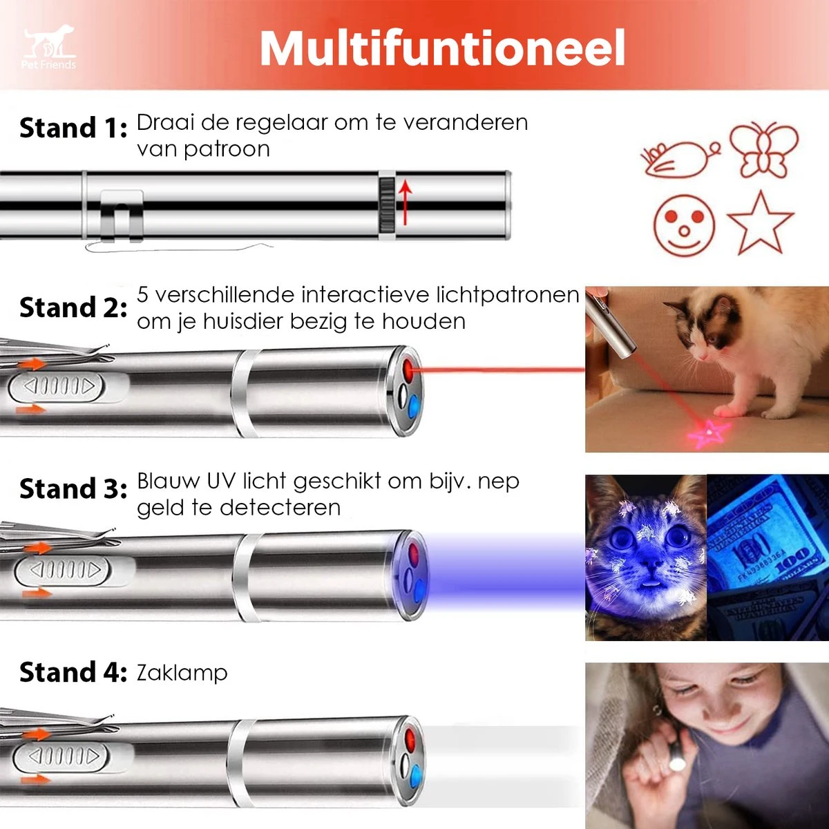 PetFriends Laserpen Voor Kat - USB Oplaadbaar - Laserpointer - Laserlampje - Kattenspeeltjes 6 PetFriends Laserpen Voor Kat - USB Oplaadbaar - Laserpointer - Laserlampje - Kattenspeeltjes - Afbeelding 4