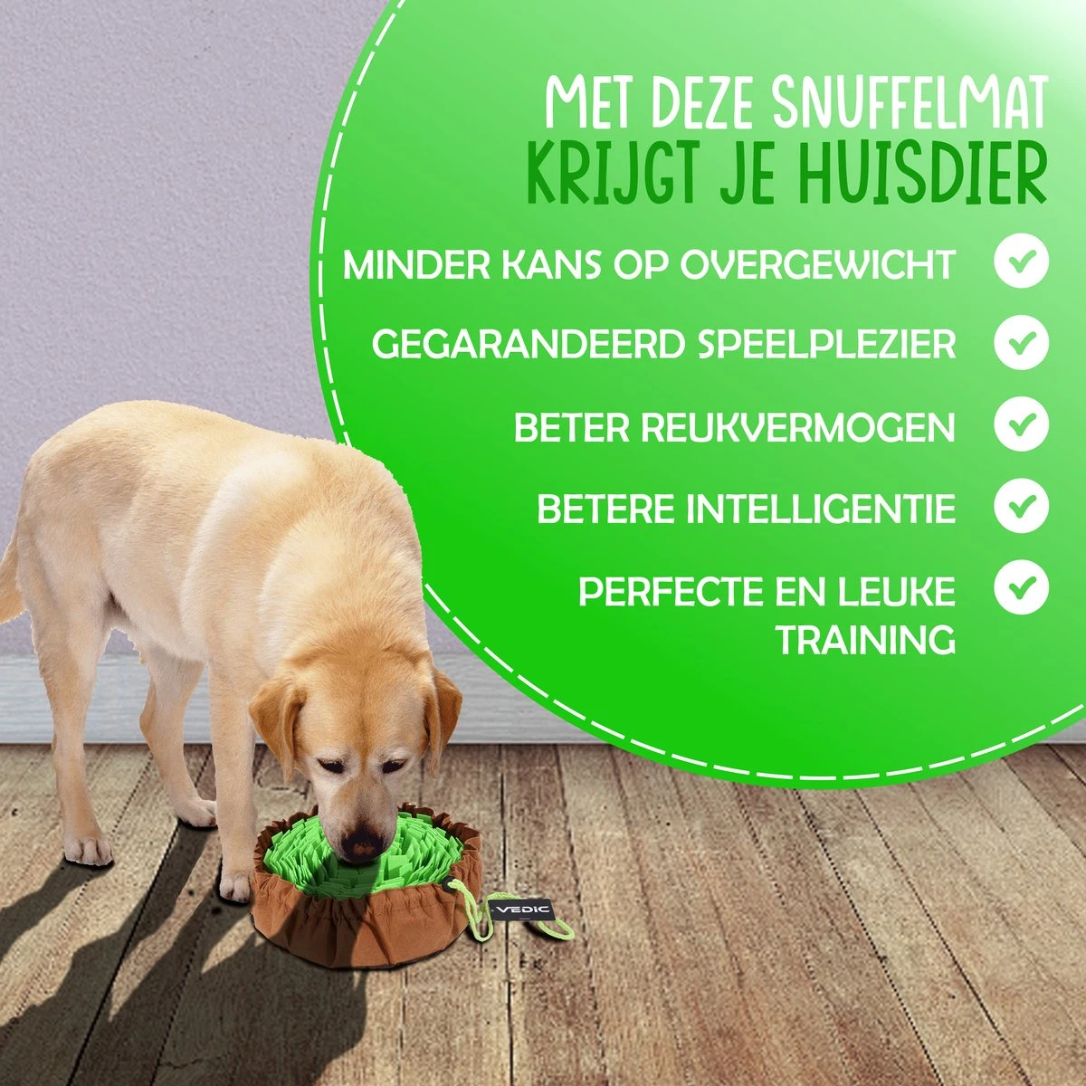 VEDIC® - XL Snuffelmat Groen/Bruin - Hondenspeelgoed- Antischrok - 45 CM - Hondenspeelgoed - Honden En Katten - Intelligentie - Slow Feeder - Voerbak 4 VEDIC® - XL Snuffelmat Groen/Bruin - Hondenspeelgoed- Antischrok - 45 CM - Hondenspeelgoed - Honden En Katten - Intelligentie - Slow Feeder - Voerbak - Afbeelding 2