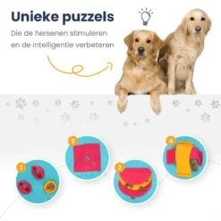 Snuffelmat 70x70cm Inclusief Rubberen Massage Bal & E-book - Speelmat Hond - Denkspel Hond - Puppy Speelgoed - Anti Schrok Mat - Honden Snoepjes - Cadeau Tip -Merkloos Winkel 1200x1200 1401
