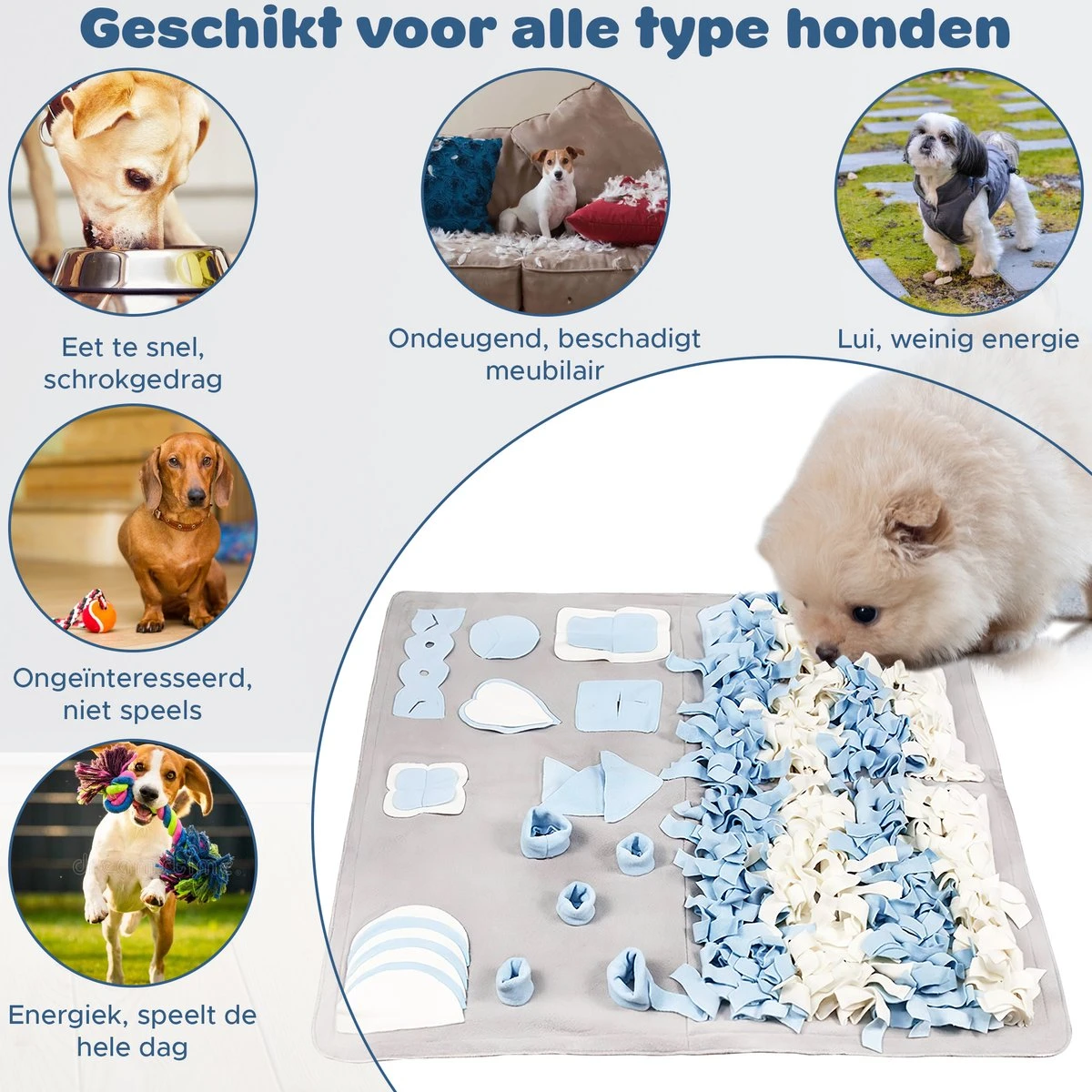 Snuffelmat Hond - Likmat Hond - Honden Speelgoed Intelligentie - Anti Schrokbak Hond - Honden Speeltjes - 100cmx100cm 5 Snuffelmat Hond - Likmat Hond - Honden Speelgoed Intelligentie - Anti Schrokbak Hond - Honden Speeltjes - 100cmx100cm - Afbeelding 3