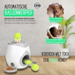 Ceka - Automatische Ballenwerper Hond - Met Voer / Beloning Systeem - Honden Speelgoed Intelligentie - Inclusief 2 Tennisbalen + Voerschep -Merkloos Winkel 1200x1200 1453