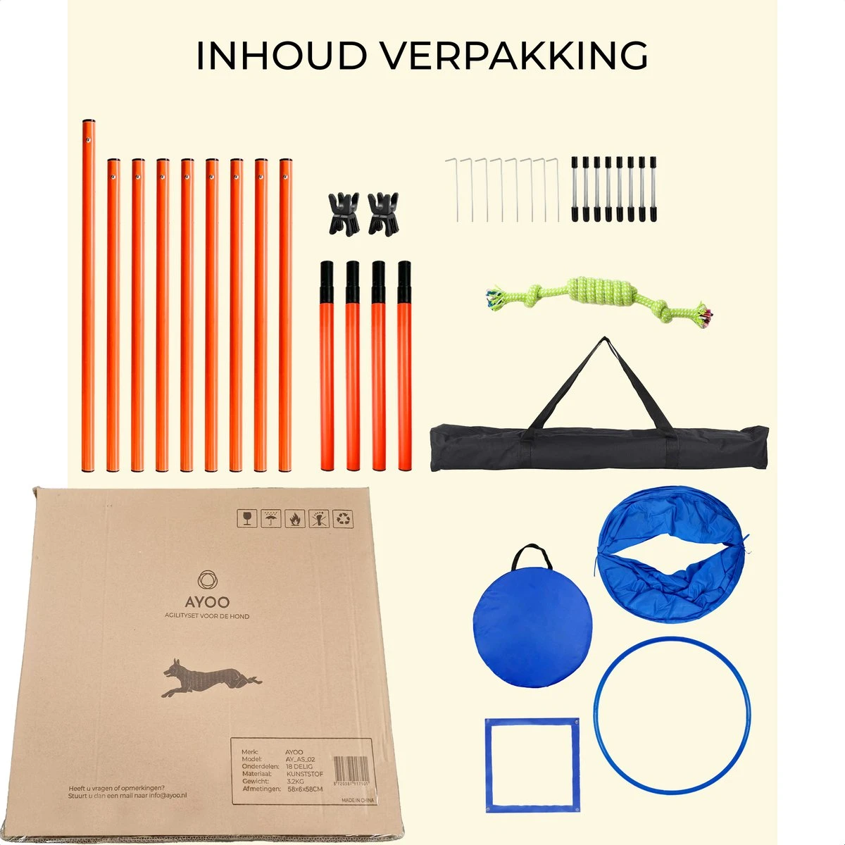 AYOO Agility Voor De Hond - Honden Agility Set - Honden Training - Honden Behendigheid Set - Honden Parcours - Training Huisdieren - Tunnel - Slalom - Horde - Draagzak - 21 Delig - GRATIS Speeltouw 8 AYOO Agility Voor De Hond - Honden Agility Set - Honden Training - Honden Behendigheid Set - Honden Parcours - Training Huisdieren - Tunnel - Slalom - Horde - Draagzak - 21 Delig - GRATIS Speeltouw - Afbeelding 6