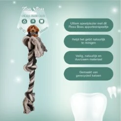 Floss Boss Flostouw – Zeer Stevig En Veilig Hondenspeelgoed – Hondentouw Van Gerecycled Katoen – Grijs Trektouw – 55cm – 325g – 3 Knopen -Merkloos Winkel 1200x1200 1661