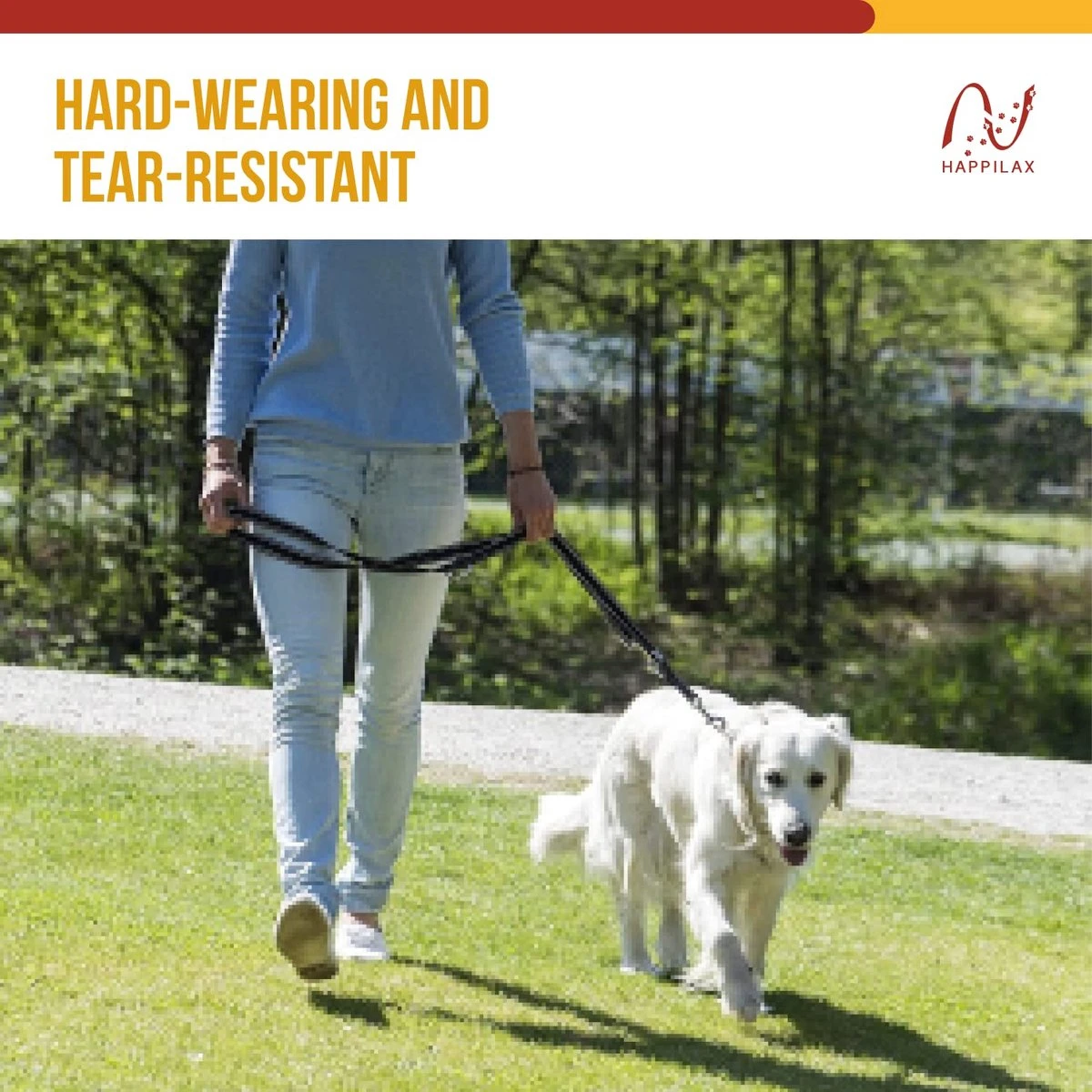 Happilax Dog Leash 2m Adjustable - Black/Reflective - 3-Step Adjustable Leash - Double Leash, Tug Leash - Geschikt Als Hondenriem Voor Grote Honden Of Als Sleepriem Voor Kleine Honden. 4 Happilax Dog Leash 2m Adjustable - Black/Reflective - 3-Step Adjustable Leash - Double Leash, Tug Leash - Geschikt Als Hondenriem Voor Grote Honden Of Als Sleepriem Voor Kleine Honden. - Afbeelding 2