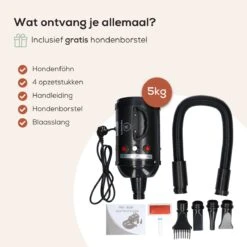 MiMOPETS® Hondenföhn Met 4 Opzetstukken – Waterblazer Voor Honden Met Geluiddemper -Hondendroger - Zwart -Merkloos Winkel 1200x1200 326
