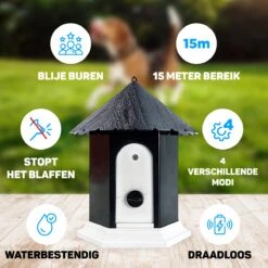 Vulpes Pets® Anti Blaf Apparaat Pro - Anti Blafband Voor Alle Honden - Luxe Hondentrainer - Diervriendelijk & Zonder Schok - Inclusief 9V Batterij - Waterbestendig - Ophangbaar - Instelbare Ultrasone Niveauregeling - 4 Standen -Merkloos Winkel 1200x1200 512
