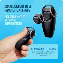 VEDIC® - Luxe Clicker Met Fluit - Clickertraining Voor Honden - Zwart - Bevestigingsring - Fluit - Hondentraining -Merkloos Winkel 1200x1200 723