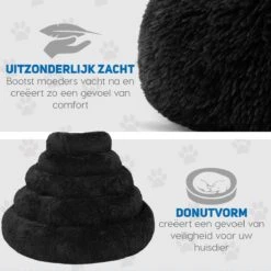 Pawzle Hondenmand - Donut Hondenkussen - Kattenmand - Bed Voor Honden & Katten - Wasbaar - 80cm - Zwart 14 Pawzle Hondenmand - Donut Hondenkussen - Kattenmand - Bed Voor Honden & Katten - Wasbaar - 80cm - Zwart -Merkloos Winkel 1200x1200 872
