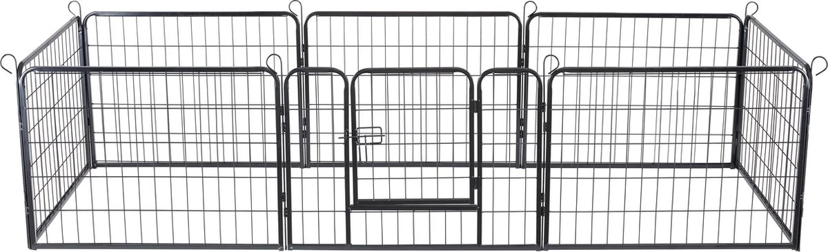ACAZA Hondenren In 8 Panelen - Hondenkennel - Met Deur - 60 Cm Hoogte - Zwart 12 ACAZA Hondenren In 8 Panelen - Hondenkennel - Met Deur - 60 Cm Hoogte - Zwart - Afbeelding 10