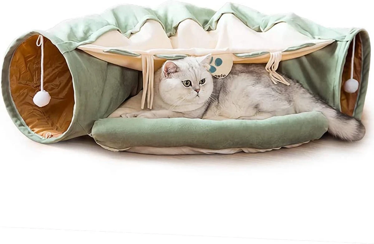 Pishoo® Kattentunnel - Speeltunnel Kat - Kattenspeeltjes - Kattenmand - Kattenhuis - Lichtgroen 5 Pishoo® Kattentunnel - Speeltunnel Kat - Kattenspeeltjes - Kattenmand - Kattenhuis - Lichtgroen - Afbeelding 3