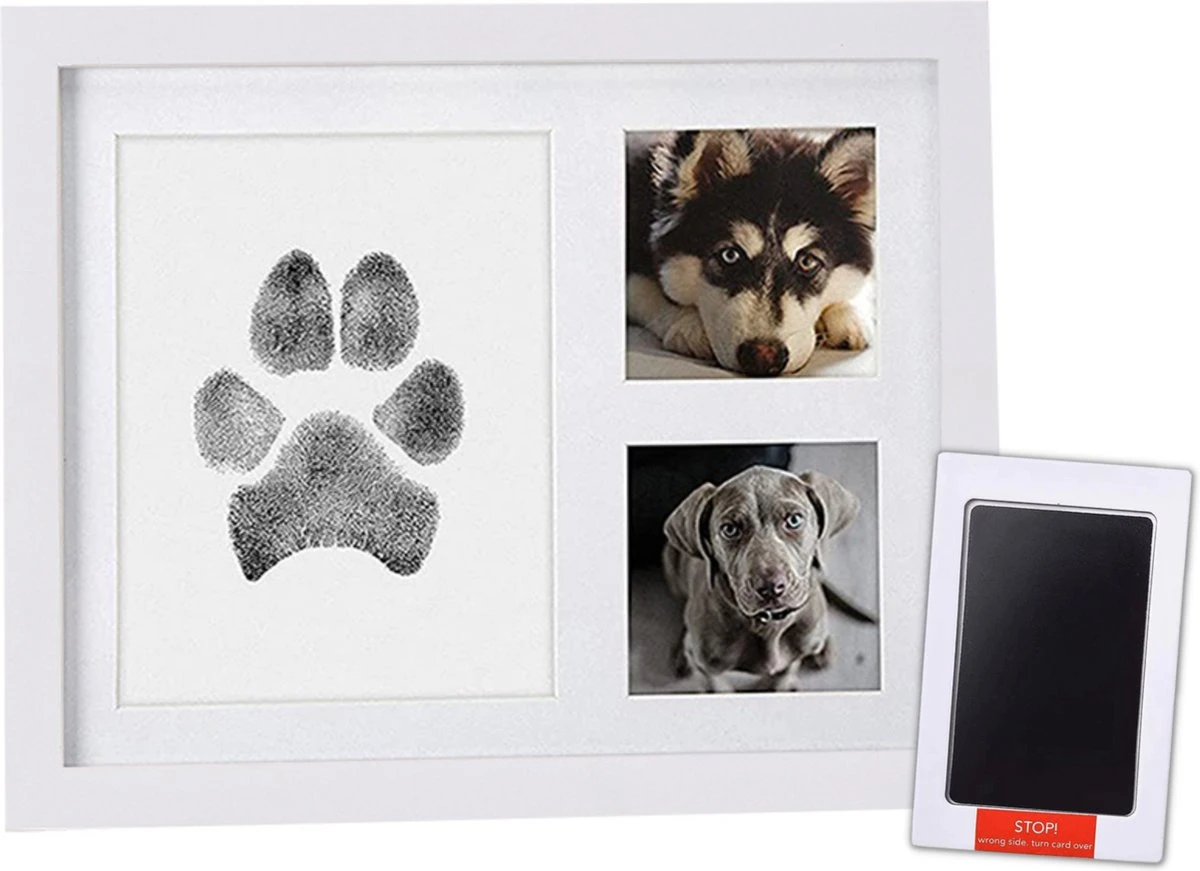 NOVOB® Fotolijst Met Inktafdruk - Pootafdruk Hond - Contactloos - Paw Print - Hondenspeelgoed - Afdruk Huisdier - Cadeau - 23.5 X 29 Cm | Wit 3 NOVOB® Fotolijst Met Inktafdruk - Pootafdruk Hond - Contactloos - Paw Print - Hondenspeelgoed - Afdruk Huisdier - Cadeau - 23.5 X 29 Cm | Wit